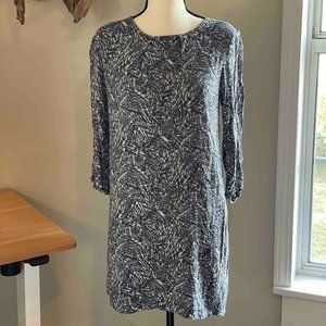 H&M long sleeve mini dress - blue & white, size 6